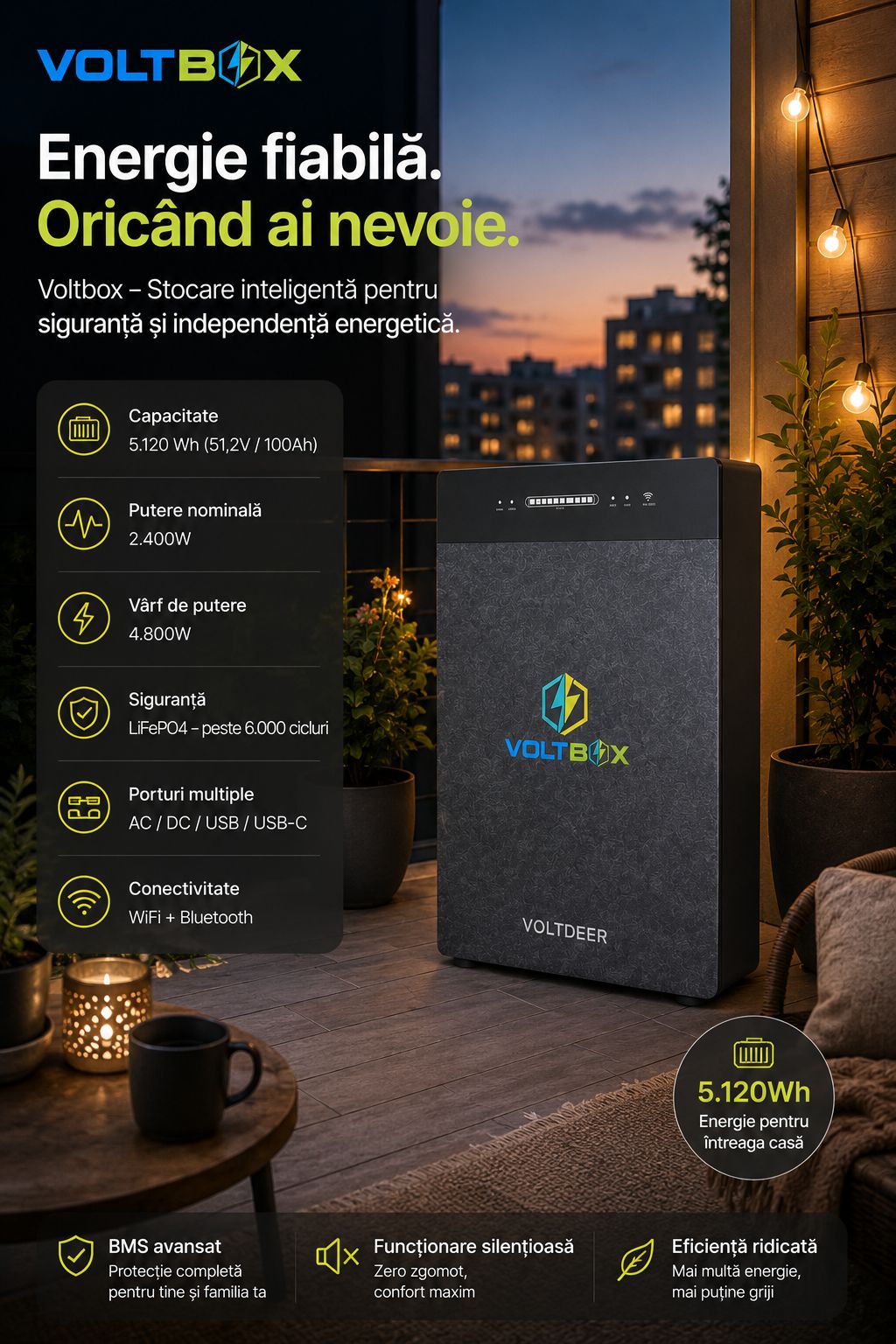 VOLTBOX SR5000 Sistem de stocare a energiei solare pentru balcon