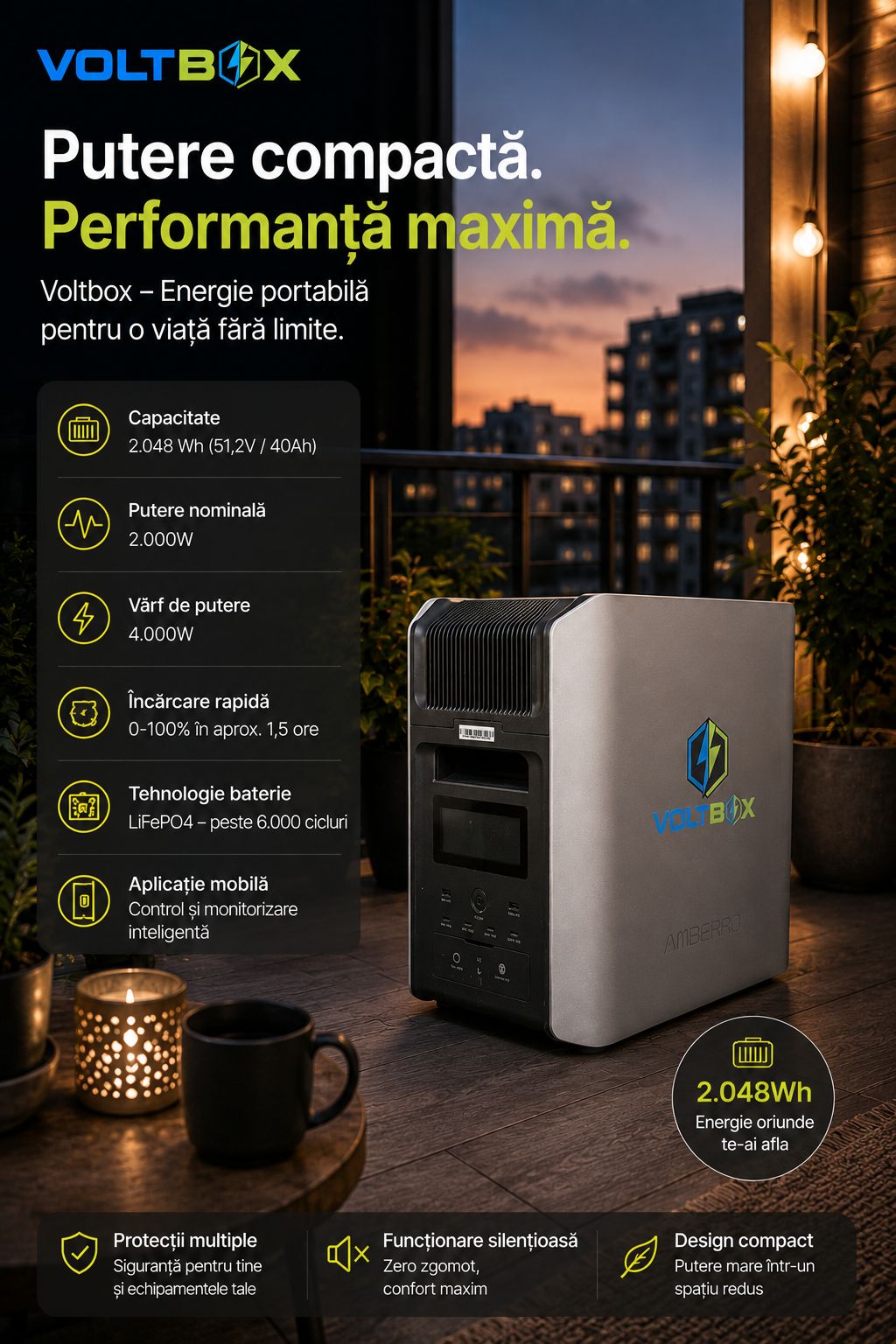 VOLTBOX AR2000 Sistem de stocare a energiei solare pentru balcon